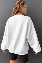 Load image into Gallery viewer, White Star Sweatshirt |  Embossed Drop Shoulder Sweatshirt
