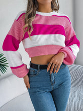 Load image into Gallery viewer, Color Block Hippie Cropped Sweater
