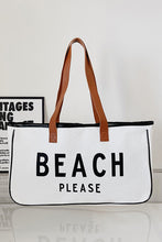 Load image into Gallery viewer, White BEACH PLEASE Print Large Canvas Tote Bag | Shoes &amp; Bags/Handbags
