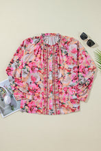 Load image into Gallery viewer, Floral Print Blouse | Ruffled Stitch Buttoned Top
