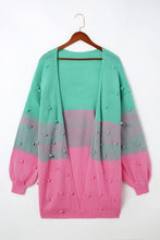 Load image into Gallery viewer, Rose Pompom Color Block Open Front Cardigan | Tops/Sweaters &amp; Cardigans
