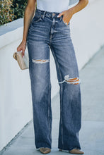 Load image into Gallery viewer, Sky Blue High Rise Ripped Straight Legs Loose Jeans | Bottoms/Jeans
