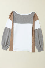 Load image into Gallery viewer, Medium Grey Exposed Seam Color Block Patchwork Top
