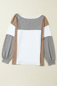 Medium Grey Exposed Seam Color Block Patchwork Top