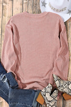 Load image into Gallery viewer, Pullover Sweatshirt | Pink Solid Ribbed Knit Round Neck
