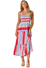 Load image into Gallery viewer, Red Stripe Ruffled Straps Smocked Tiered Long Dress | Dresses/Maxi Dresses
