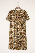 Load image into Gallery viewer, Leopard Print Short Sleeve A-line Mini Dress
