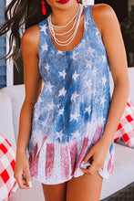 Load image into Gallery viewer, Blue Vintage Washed Flag Print Shift Tank Top
