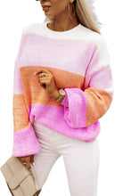 Load image into Gallery viewer, Pullover Sweater | Pink Colorblock Drop Shoulder
