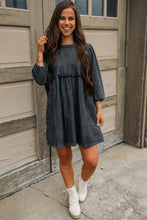 Load image into Gallery viewer, Denim Dress | Black Balloon Sleeve High Waist Dress
