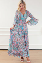 Load image into Gallery viewer, Paisley Printed Ruffle Trim Elegant Maxi Dress | Dresses/Maxi Dresses
