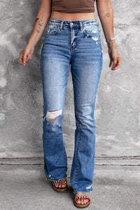 Blue Distressed Flare Jeans | Bottoms/Jeans