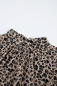 Ruffle Sleeve Top | Khaki Animal Print Blouse