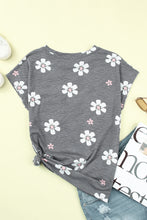 Load image into Gallery viewer, Gray Floral Cap Sleeve T-Shirt with Pocket | Tops/Tops &amp; Tees
