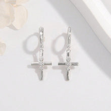 Load image into Gallery viewer, 925 Sterling Silver Zircon Cross Earrings | earrings

