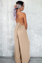 Load image into Gallery viewer, Wide Leg Jumpsuit | Apricot Spaghetti Straps Waist Tie with Pockets
