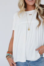Load image into Gallery viewer, Babydoll Top | White Ruffled Trim Loose Tee
