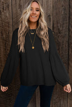 Load image into Gallery viewer, Black Faux Knit Jacquard Puffy Long Sleeve Top
