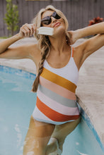 Load image into Gallery viewer, Multicolor Striped Criss Cross Backless One-piece Swimwear | Swimwear/One-Piece Swimsuit
