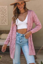 Load image into Gallery viewer, Pink Hollow-out Openwork Knit Cardigan
