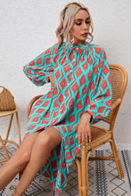 Load image into Gallery viewer, Shirt Dress | Sky Blue Western Geometric Print Split Buttoned
