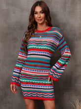 Load image into Gallery viewer, Sweater Dress | Multicolored Stripe Dropped Shoulder
