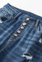 Load image into Gallery viewer, Blue Distressed Button Fly High Waist Skinny Jeans | Bottoms/Jeans
