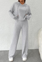 Load image into Gallery viewer, Wide Leg Pants Set | Gray Ribbed Knit Slouchy Hoodie
