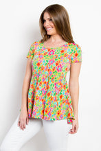Load image into Gallery viewer, Babydoll Top | Floral Short Sleeve Blouse
