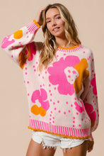 Load image into Gallery viewer, Flower Pattern Contrast Sweater
