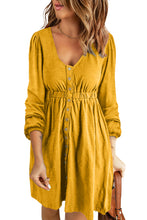 Load image into Gallery viewer, Yellow Button Up High Waist Long Sleeve Dress | Dresses/Midi Dresses
