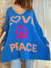 Load image into Gallery viewer, Peace Graphic V-Neck Long Sleeve Sweater
