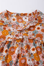 Load image into Gallery viewer, Orange Printed Split Neck Floral Pocketed Shift Dress | Dresses/Floral Dresses
