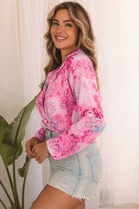 Rose Baroque Floral Roll-tab Sleeve Shirt | Tops/Blouses & Shirts