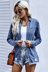 Blue Ripped Denim Jacket | Outerwear/Denim jackets