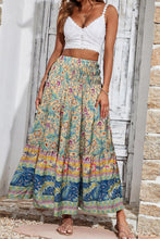 Load image into Gallery viewer, Sky Blue Boho Floral &amp; Paisley Print Shirred Waist Long Skirt | Bottoms/Skirts &amp; Petticoat

