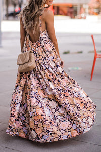 Multicolor Floral Print Scoop Back Maxi Sundress | Dresses/Maxi Dresses