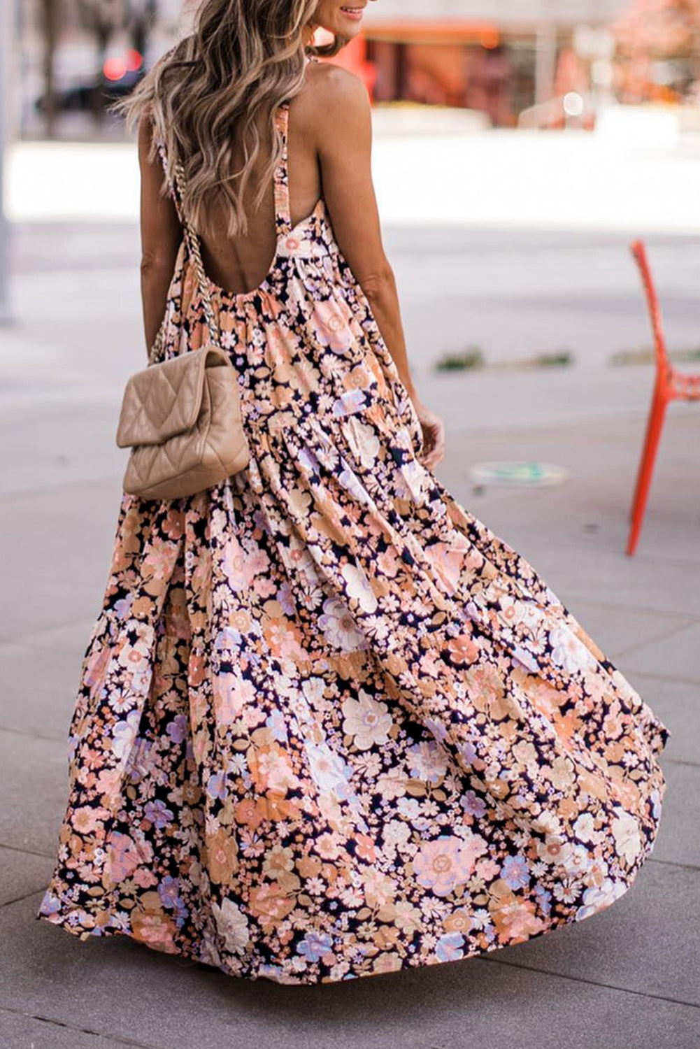 Multicolor Floral Print Scoop Back Maxi Sundress | Dresses/Maxi Dresses