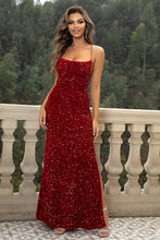 Load image into Gallery viewer, Formal Dress | Sequin Backless Split Maxi Dress
