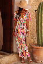 Load image into Gallery viewer, Pink Boho Tie-dye Print V Neck Maxi Dress | Dresses/Maxi Dresses
