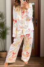 Load image into Gallery viewer, Bow Print Collared Neck Long Sleeve Top and Pants Lounge Set
