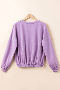 Wisteria Mineral Wash Drop Shoulder Casual Sweatshirt | Tops/Sweatshirts & Hoodies