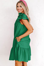 Load image into Gallery viewer, Ruffle Sleeve Dress | Green Flutter Sleeve Shift Dress
