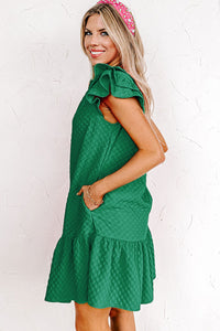 Ruffle Sleeve Dress | Green Flutter Sleeve Shift Dress