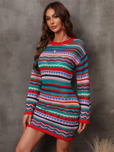 Load image into Gallery viewer, Sweater Dress | Multicolored Stripe Dropped Shoulder
