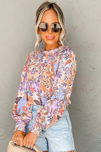 Bishop Sleeve Top | Multicolor Frilled Round Neck Blouse