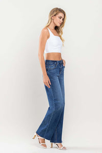 Wide Leg Jeans | High Rise Clean Cut Raw Hem Wide Jeans