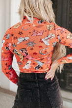 Load image into Gallery viewer, Orange Rodeo Bound Printed Long Sleeve Bodysuit
