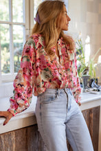 Load image into Gallery viewer, Floral Print Blouse | Ruffled Stitch Buttoned Top
