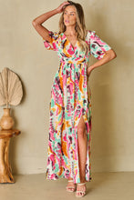 Load image into Gallery viewer, Pink Boho Tie-dye Print V Neck Maxi Dress | Dresses/Maxi Dresses
